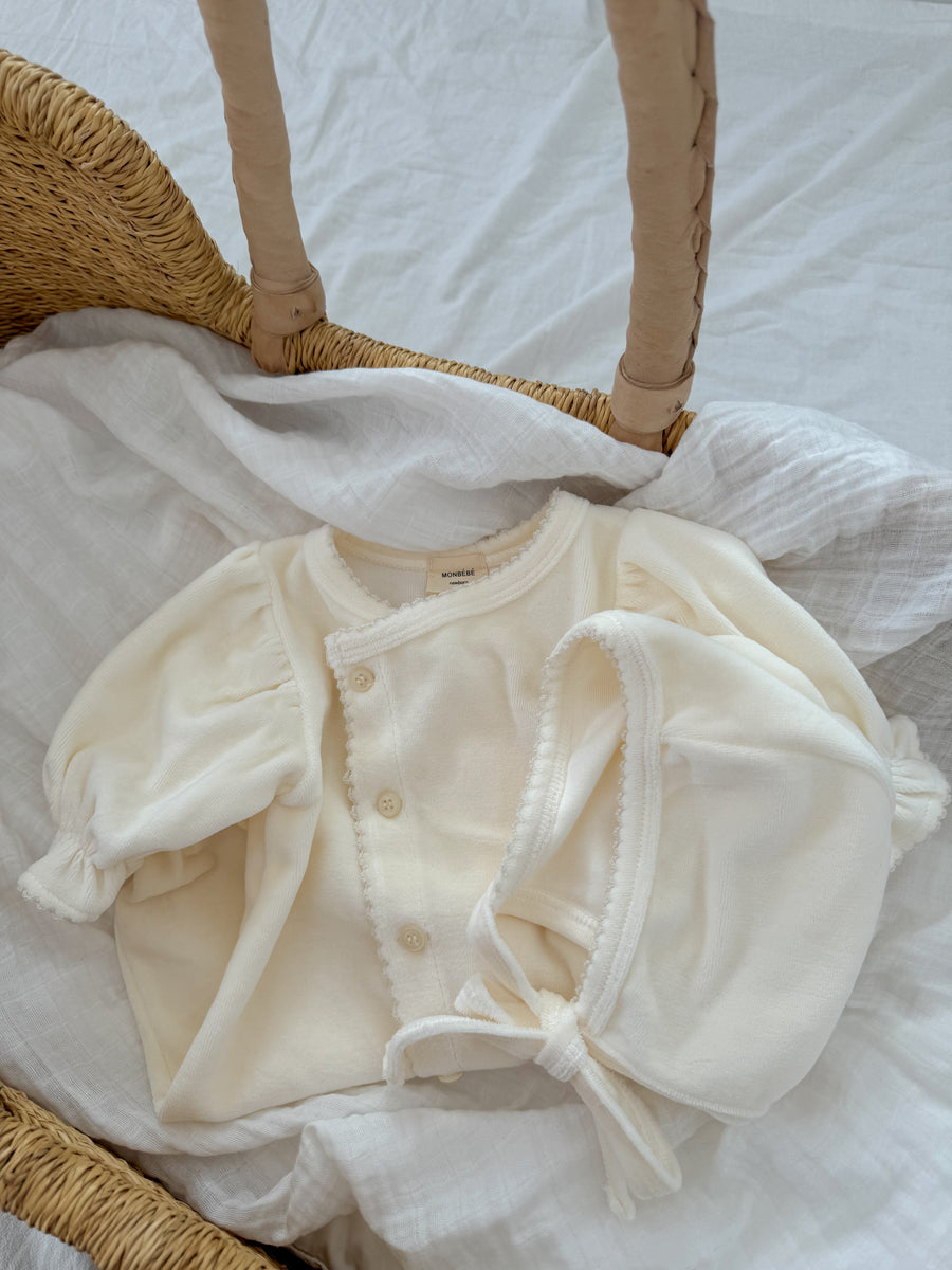 【monbebe】 ベロアスノーグローリーロンパース