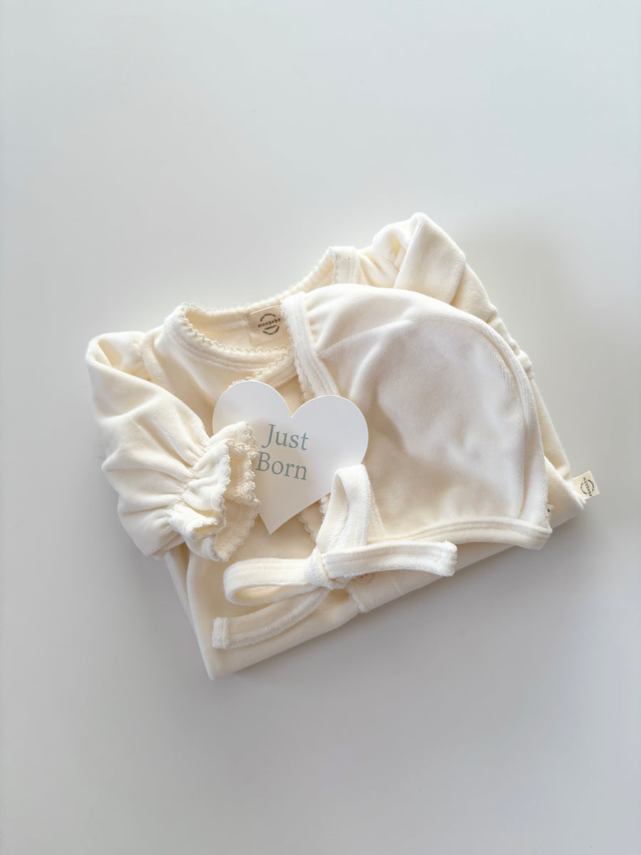 【monbebe】 ベロアスノーグローリーロンパース