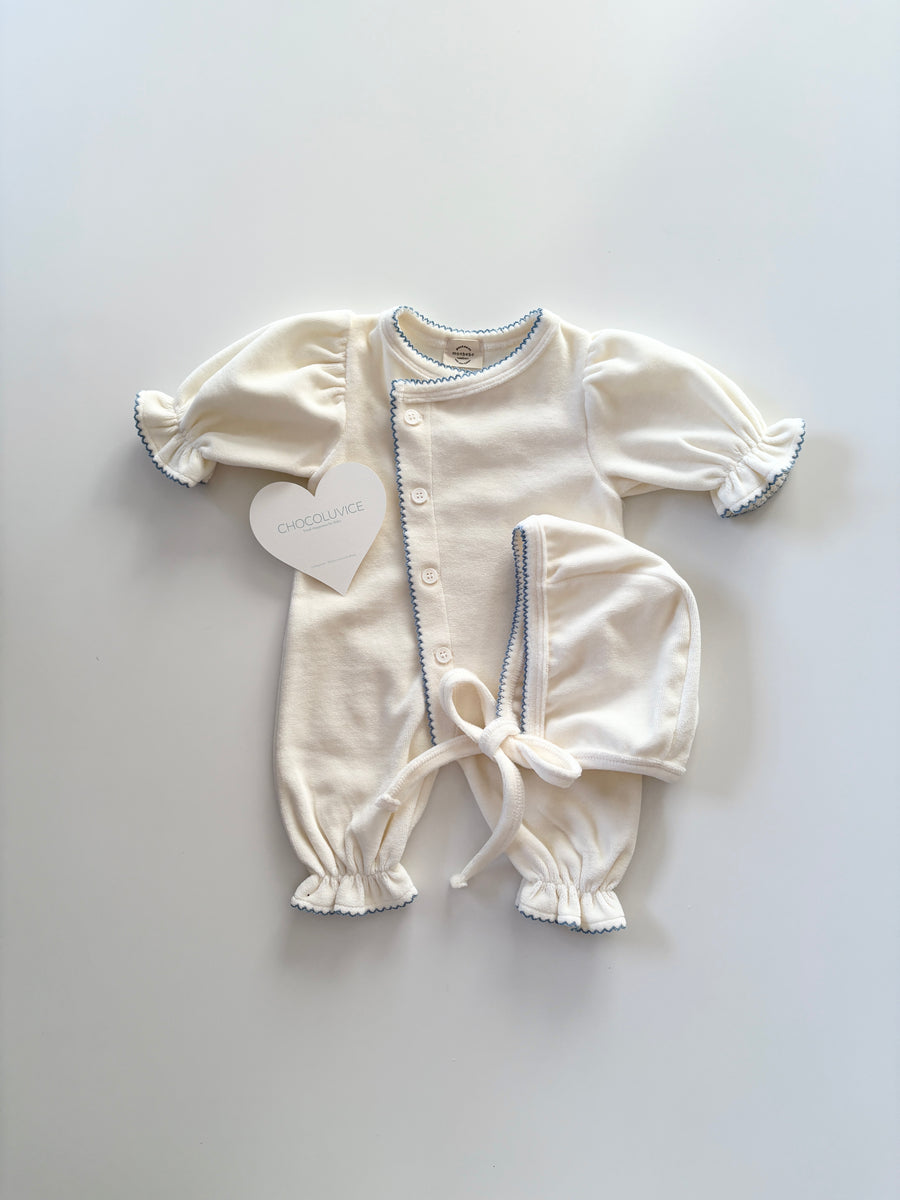 【monbebe】 ベロアブルーボンネット