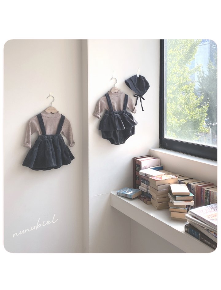 【nunubiel】 Peach romper & bonnet